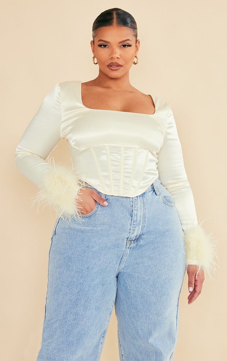 White bardot balloon sleeve corset top sale