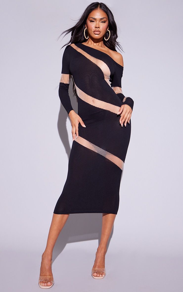 black sheer panel dress