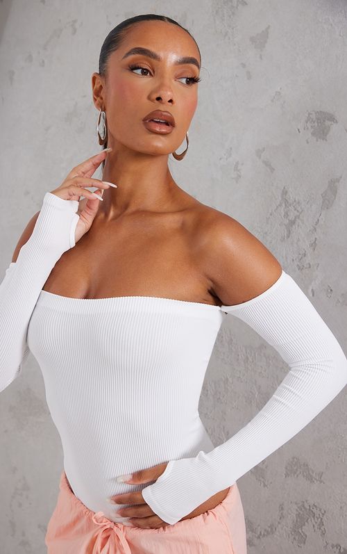 Stone Contour Rib Scoop Neck Bodysuit, Tops