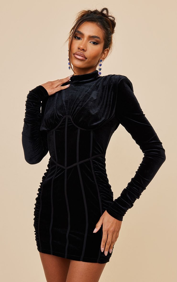Black velvet polo neck on sale