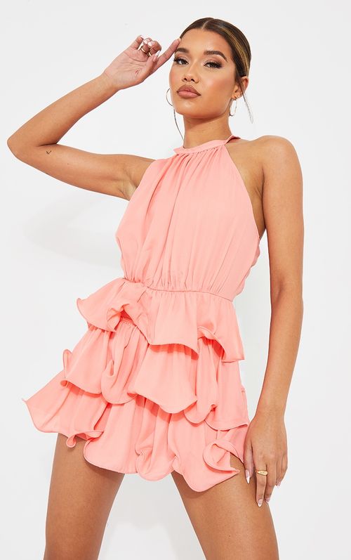 Peach Tiered Frill Short...