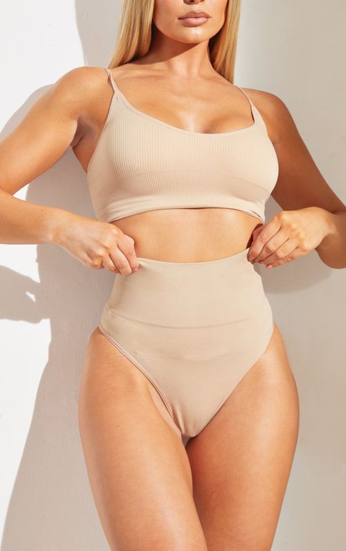 White Shapewear High Waisted Control Thong