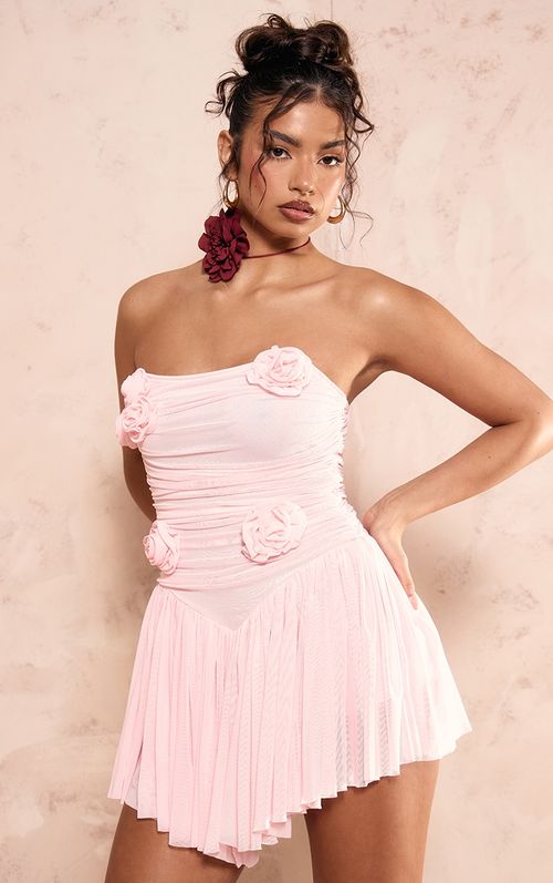 Pink Corsage Wired Pleated...