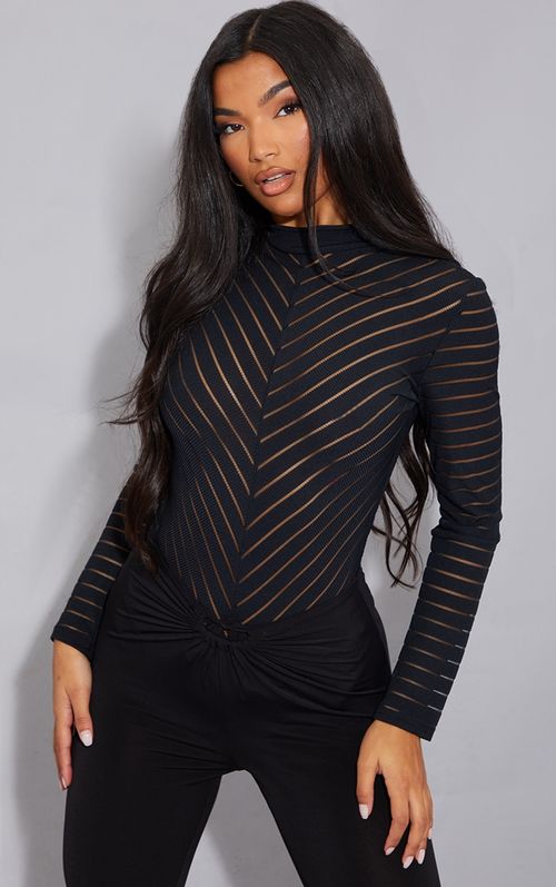 Shape Black Slinky Long Sleeve Bodysuit