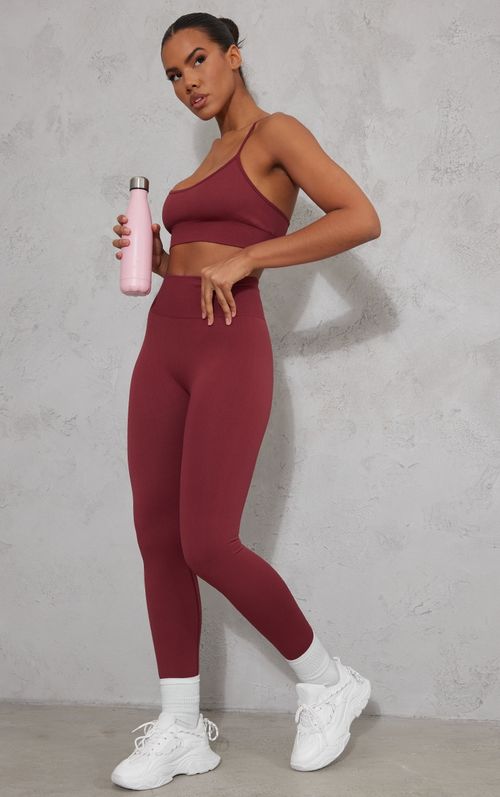 Oatmeal Acid Wash Seamless Rib High Waist Gym Leggings