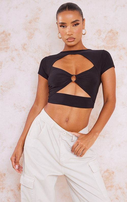 Black Slinky Twist Front Bralet