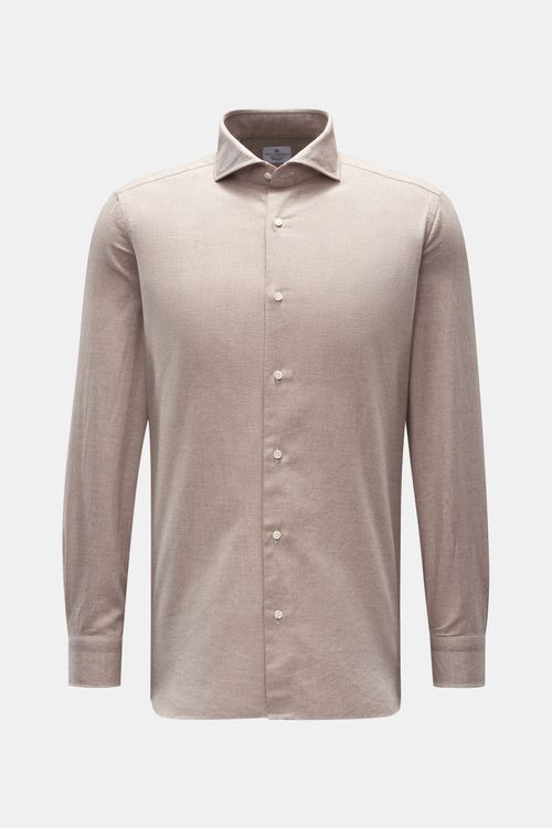 Giampaolo - Herren - Flanellhemd Haifisch-Kragen beige