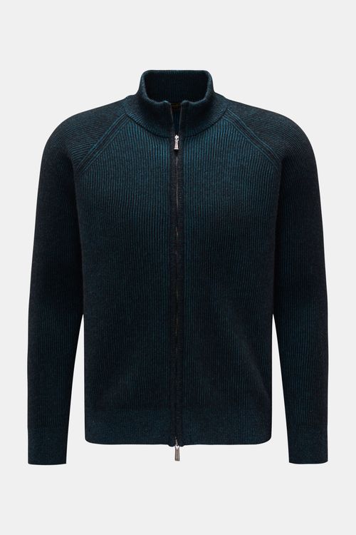Moorer - Herren - Strickjacke 'Dean' schwarz/türkis gestreift