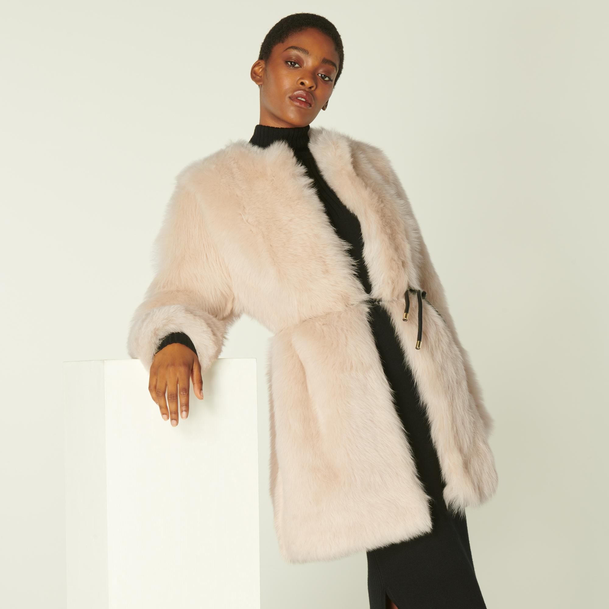 Noor Ivory Sheepskin Coat, Cream 
