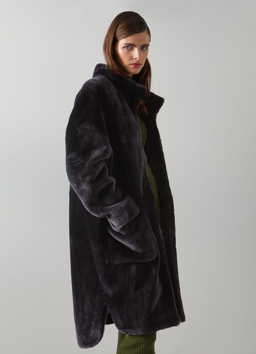 Bergen Navy Shearling Coat,...