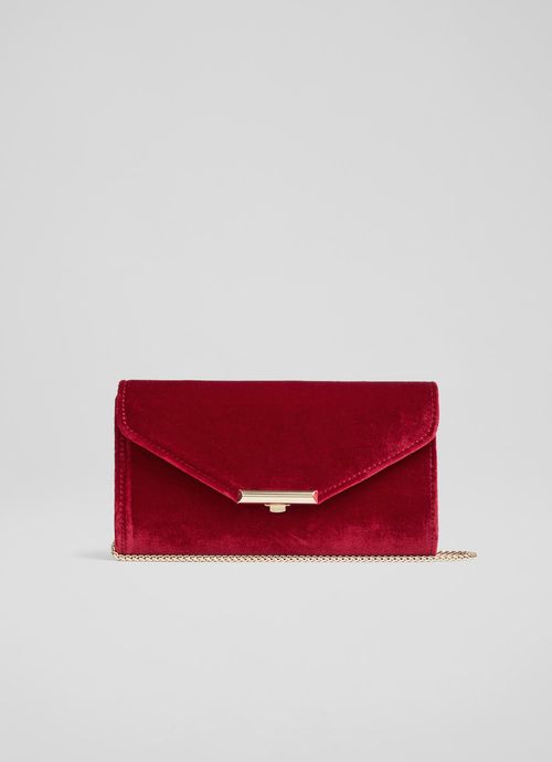 Lucy Red Velvet Clutch Bag,...