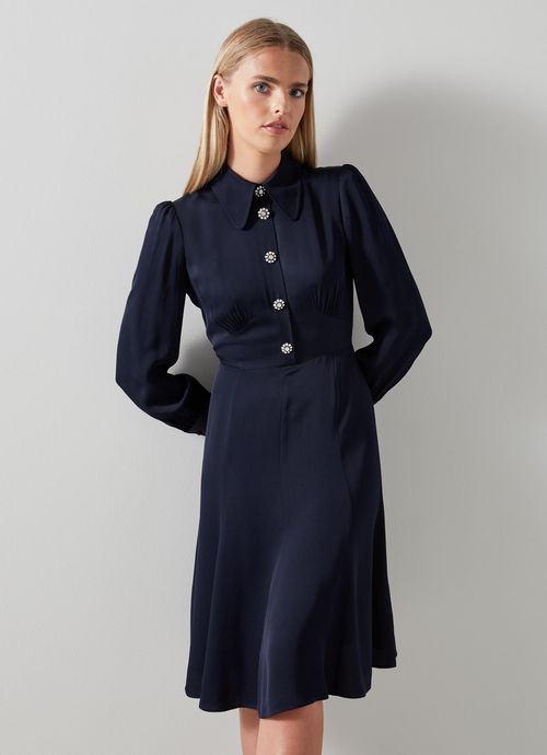 Mira Navy Crepe Long Sleeve...