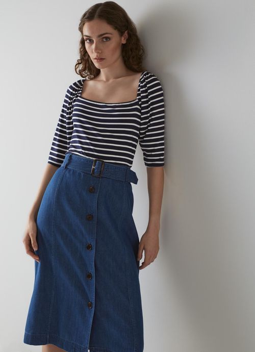 Maddie Navy and Cream Stripe ...