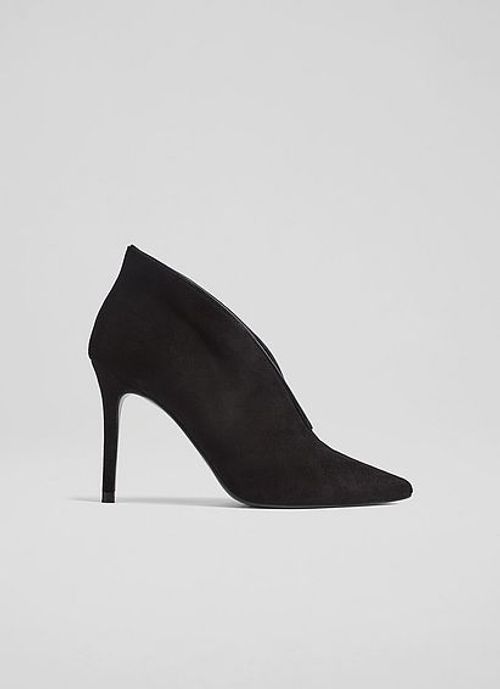 Kyra Black Suede V-Front Shoe...