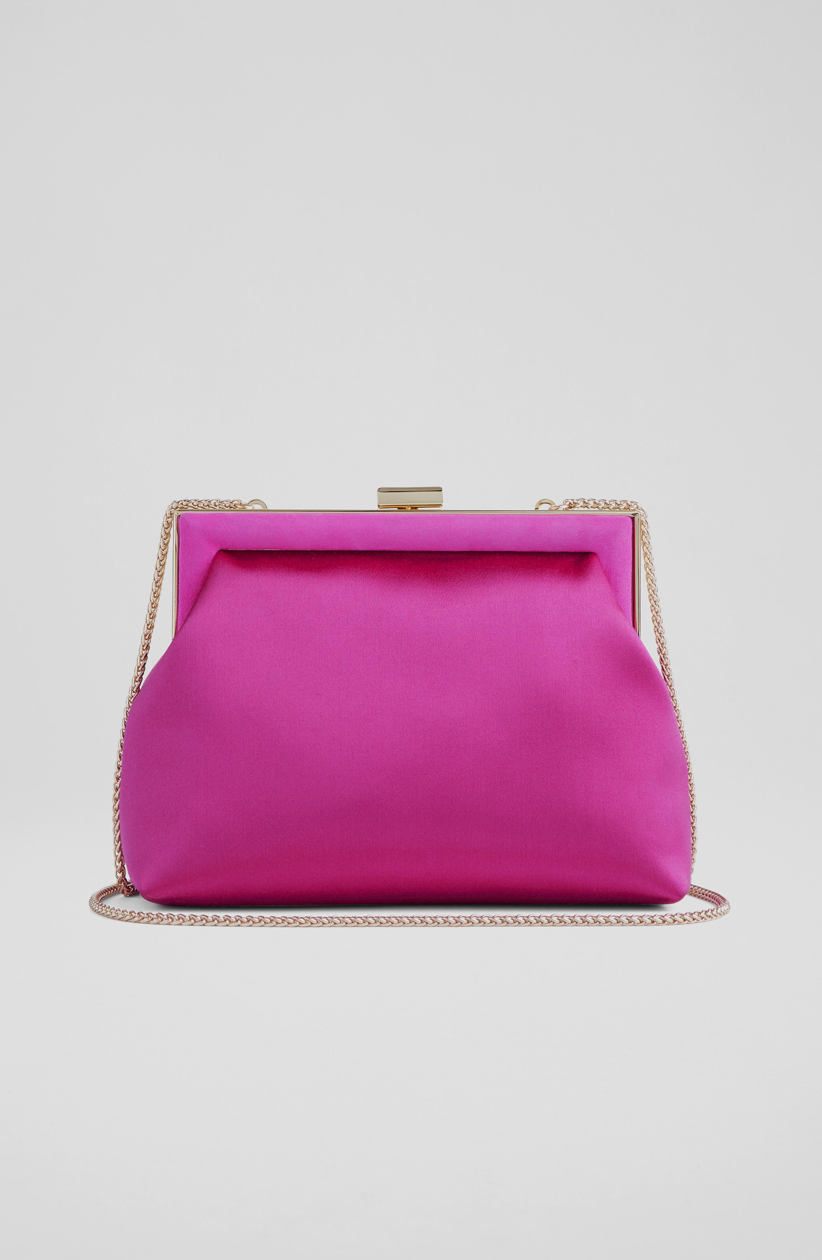 Connie Pink Satin Trapeze Clutch Bag Magenta 183.00 Brent Cross