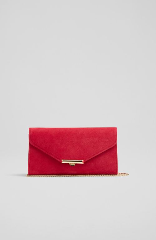 Lucy Pink Suede Clutch Bag,...