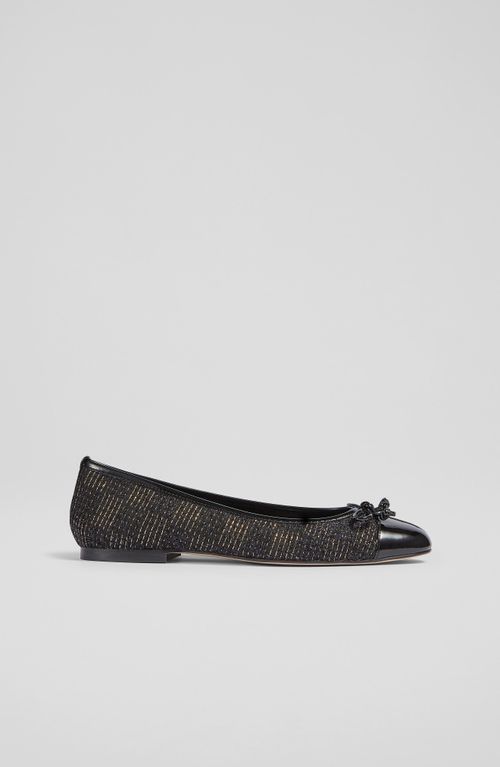 Kara Black Tweed Ballet Pumps, Black