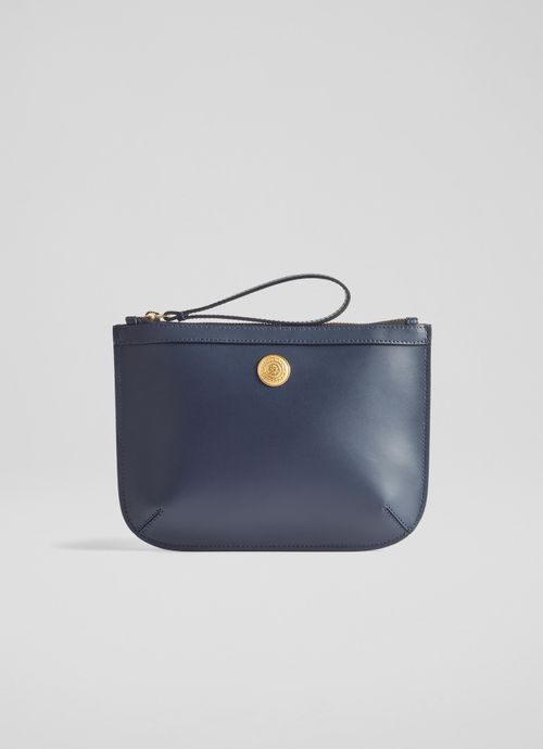 Poppy Blue Leather Pouch, Blue