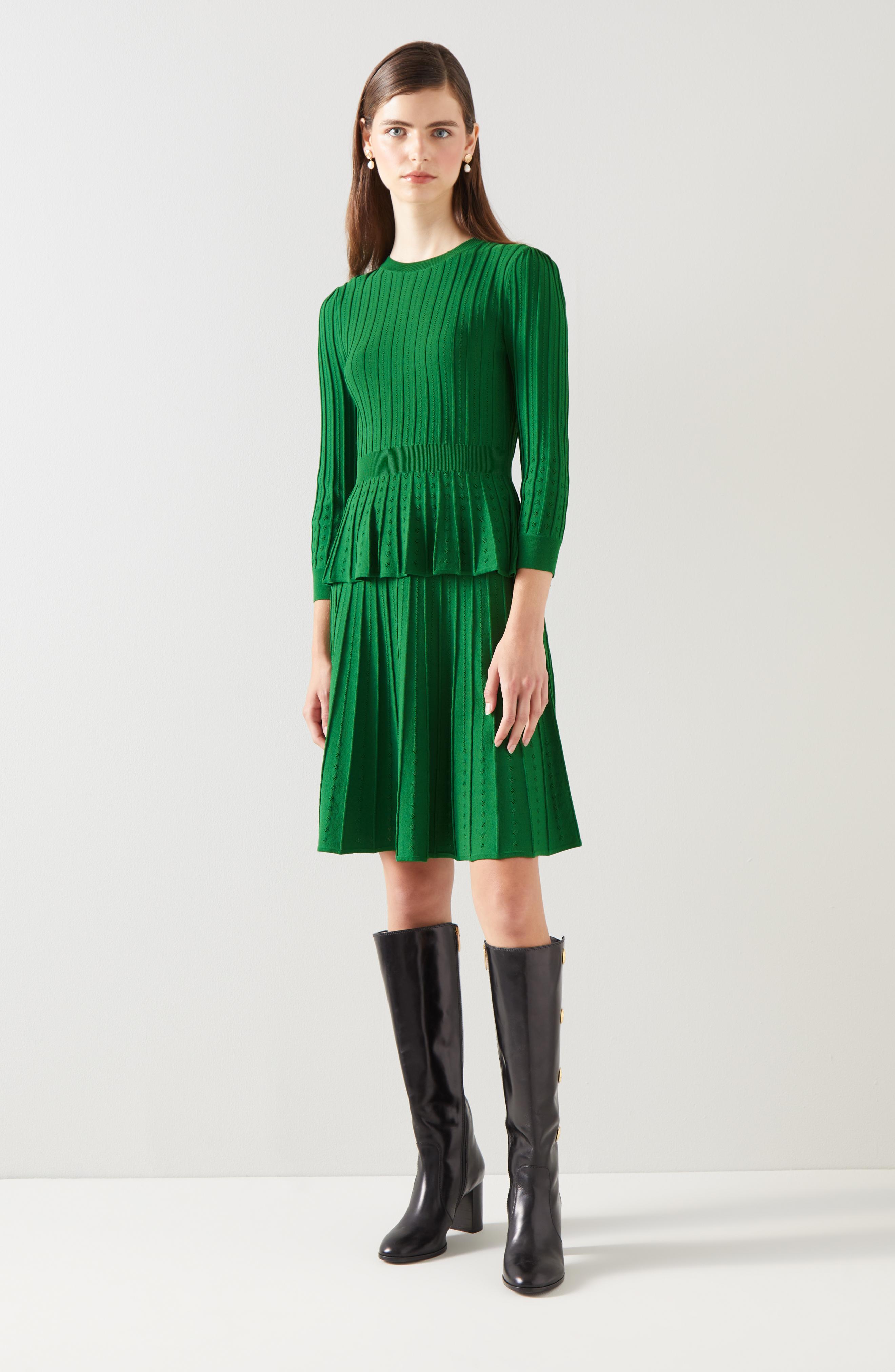 Dark green pleated skirt uk online