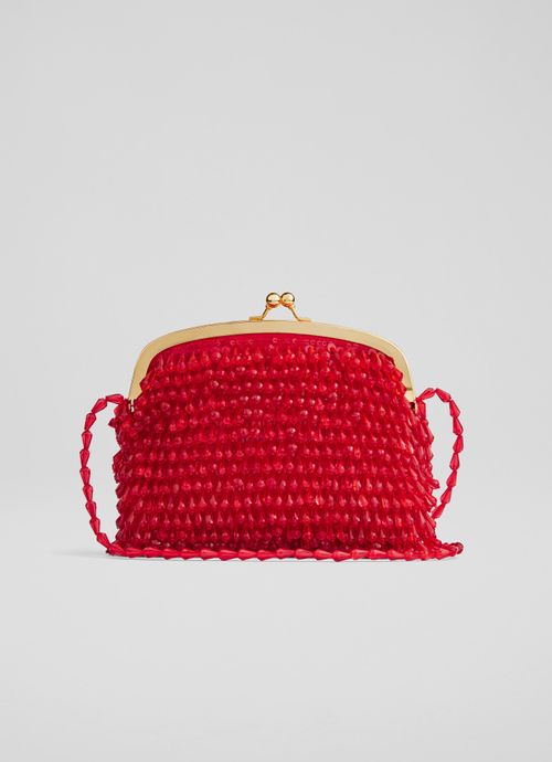 Valetta Red Crystal Mesh Bag,...