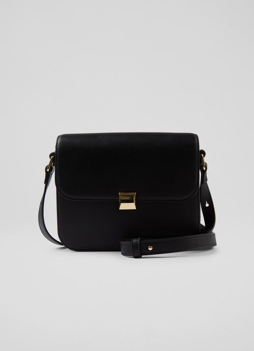 Othelia Black Lock Crossbody Shoulder Bag, Black