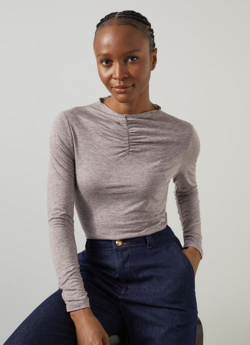 Laurie Grey Jersey Top, Grey