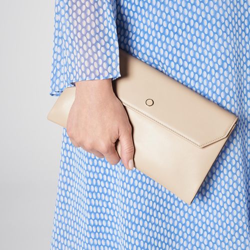 Dora Beige Leather Clutch...