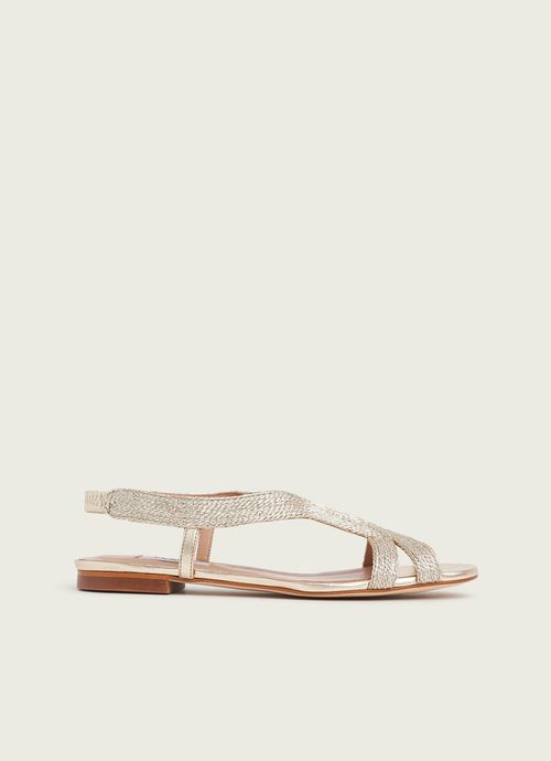 Renee Gold Rope Flat Sandals,...