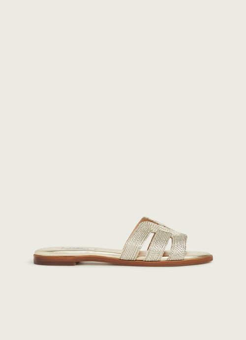 Riley Gold Rope Flat Mules,...