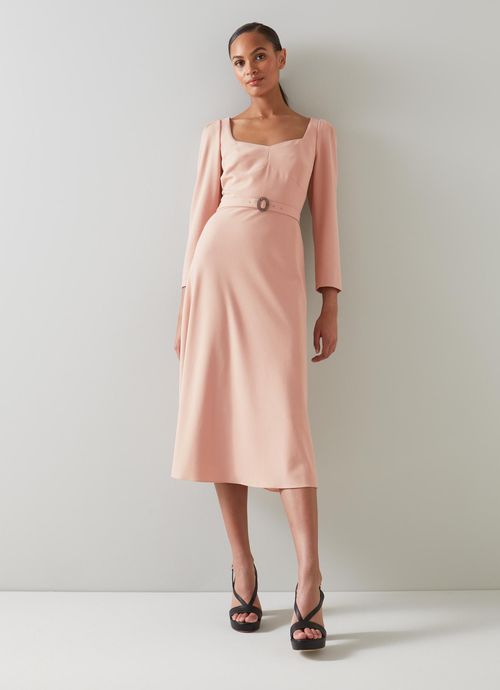 Pink Crepe Silk Wool Cocktail Dress