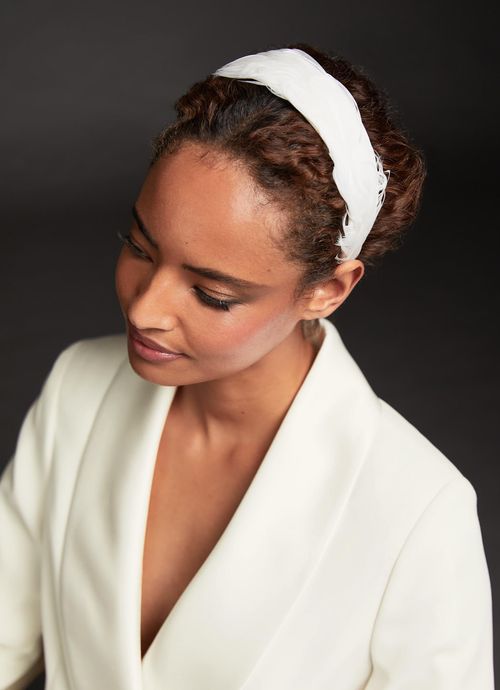 Kiara Ivory Feather Headband,...