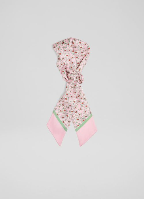 Daisy Pink Long Silk Scarf,...