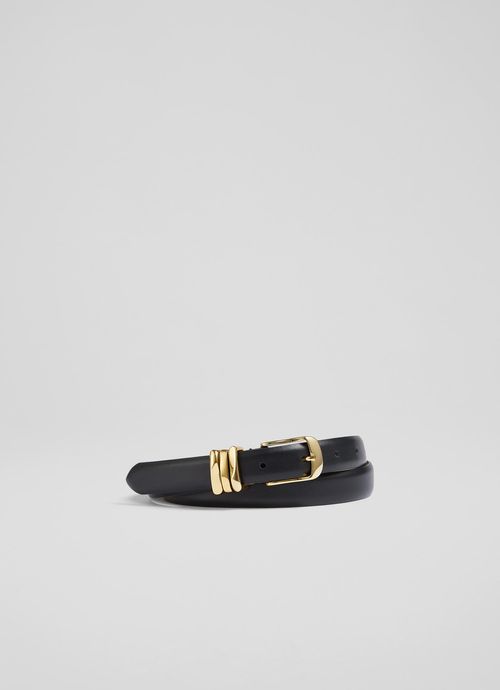 Georgette Black Leather Belt,...