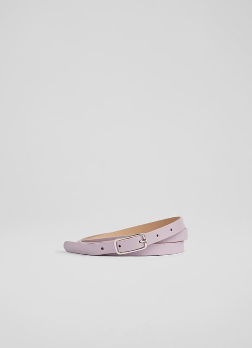 Mallory Lilac Leather Skinny Belt, Lilac