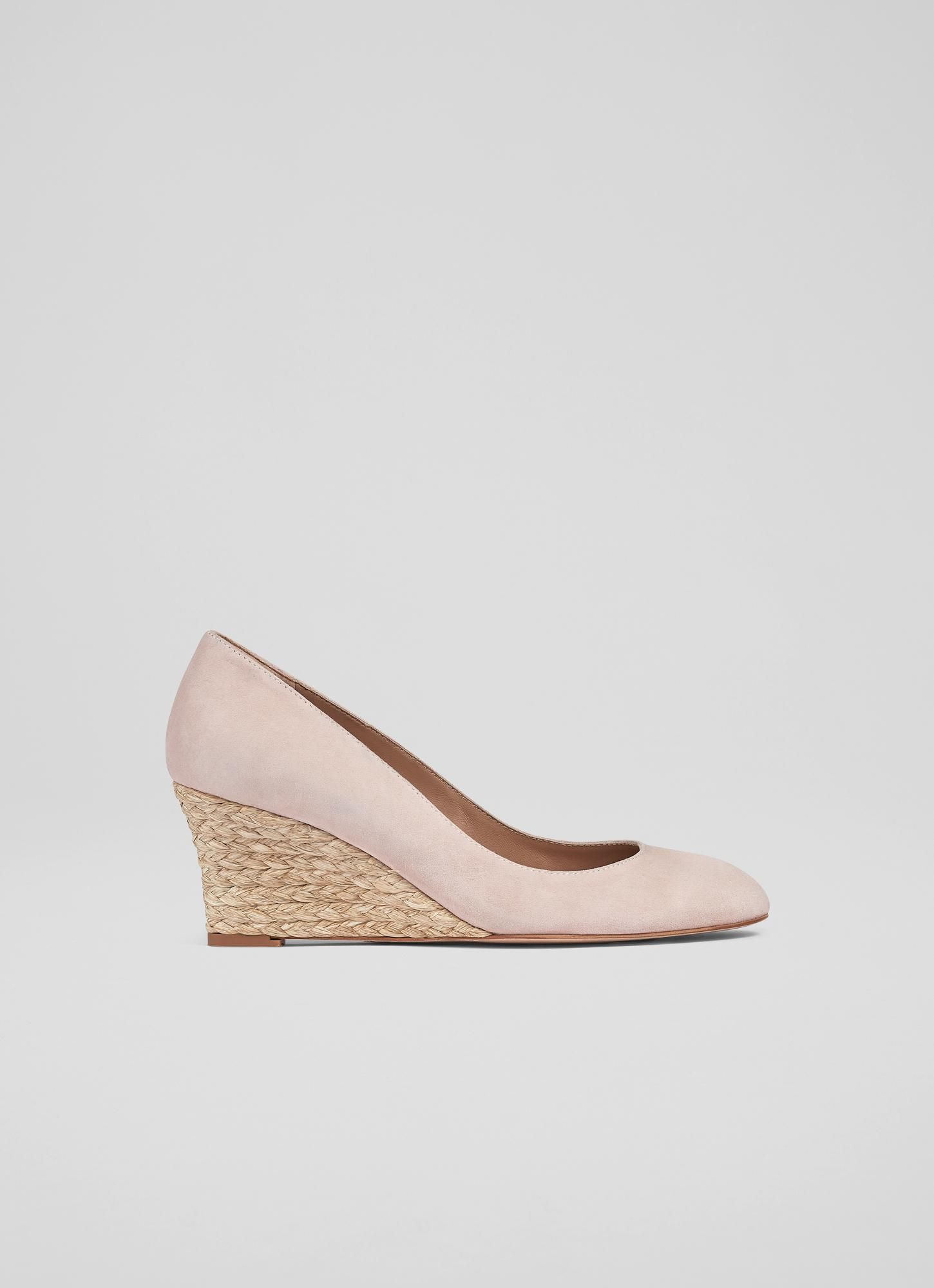 Pink top suede wedges