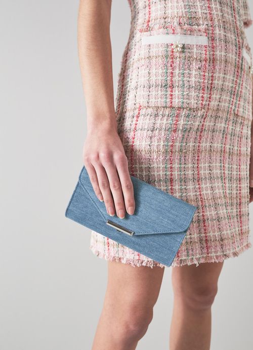 Lucy Blue Denim Clutch Bag,...