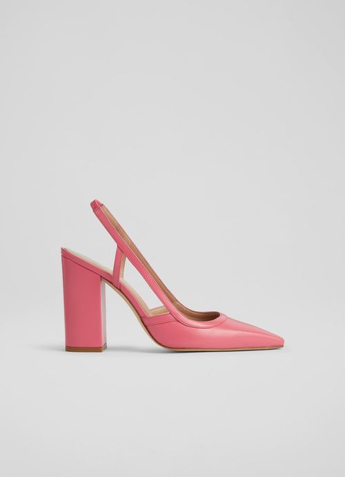 Etta Pink Leather Slingbacks,...