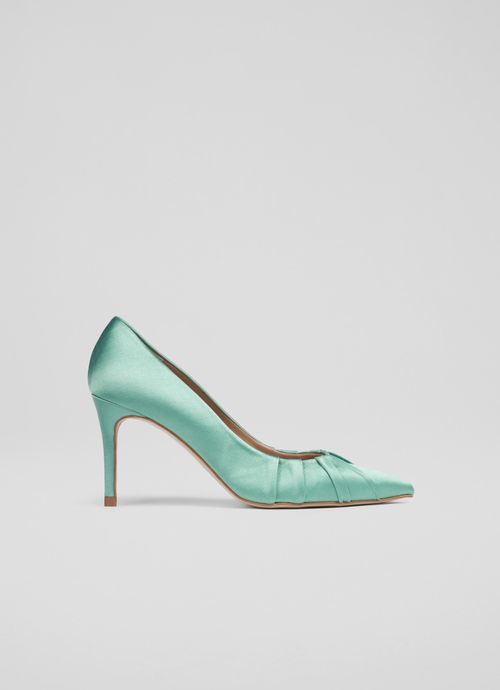 Florena Teal Satin Pleated...