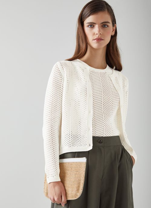 Ava White Cotton-Rich Knitted...