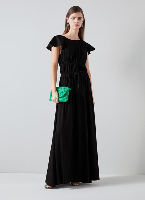 Carla Black Maxi Dress with Cotton and LENZING ECOVERO viscose, Black