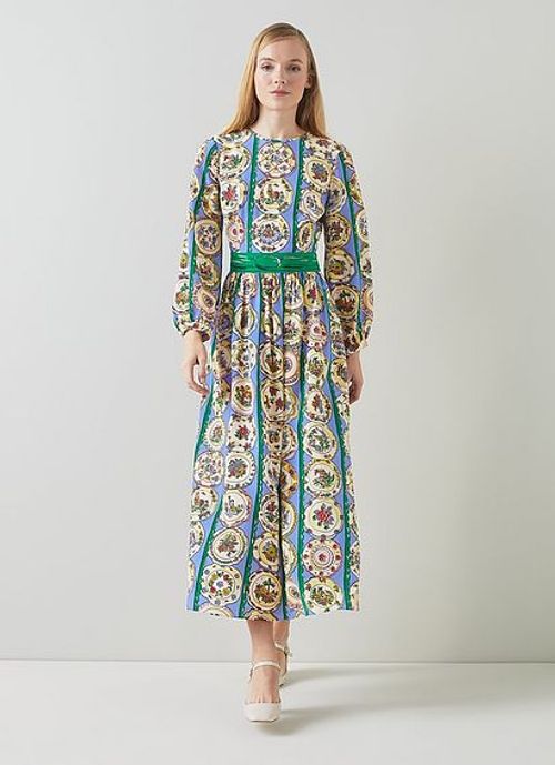 Erica Plate Print Silk Dress,...