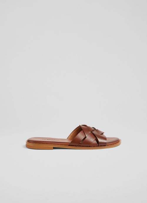 Amara Tan Leather Flat...