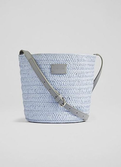 Mandy Blue Raffia Bucket Bag,...