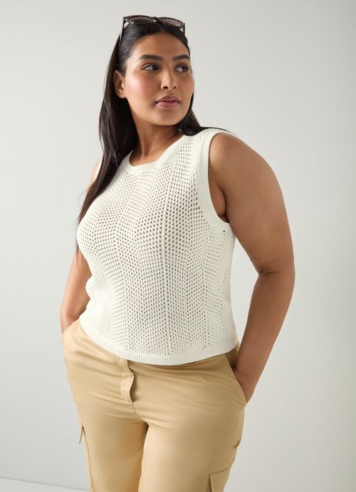Ava White Cotton-Rich Knitted...