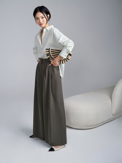 Isla Khaki Wide Leg Trousers...