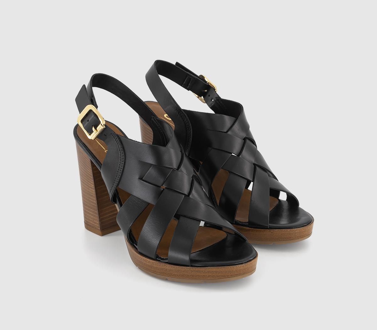 Office Half Moon Woven Upper Wedge TAN WITH LEOPARD COW HAIR