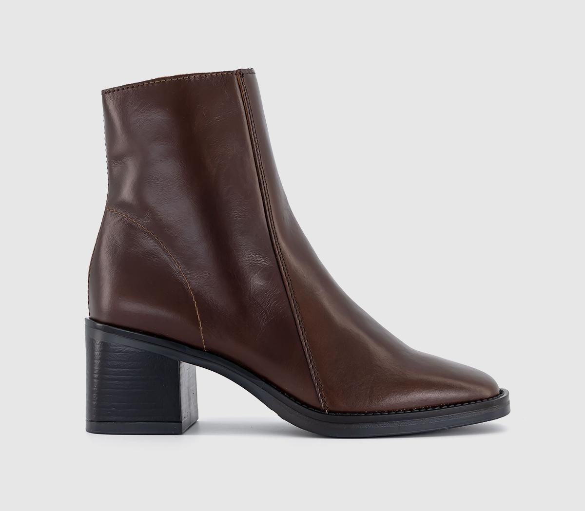 Leather block heel booties hot sale