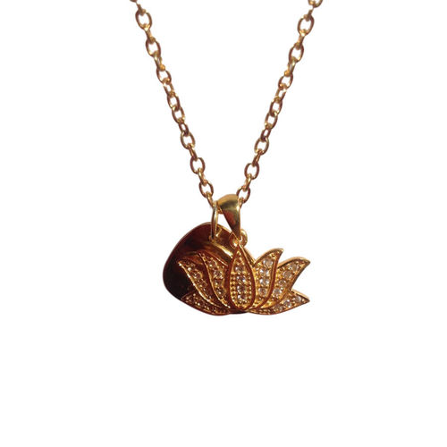 White Topaz Lotus Flower Gold...