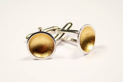 Gold Leaf Dome Cufflinks, Gold