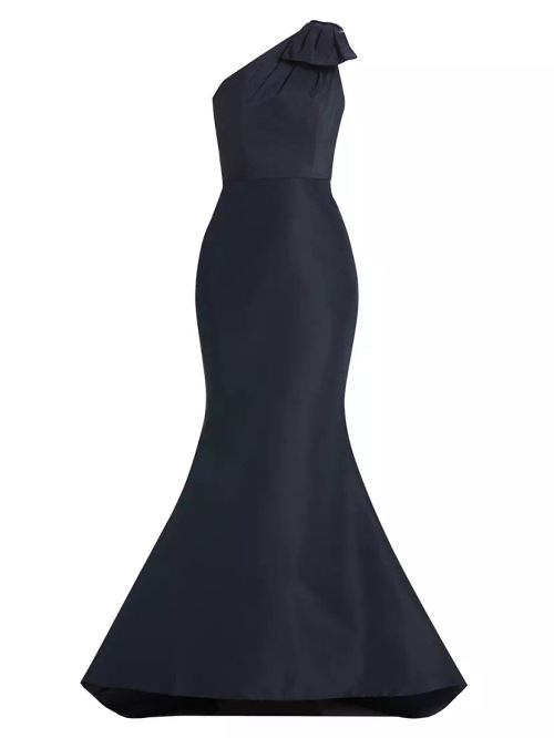 Silk Faille One-Shoulder Gown